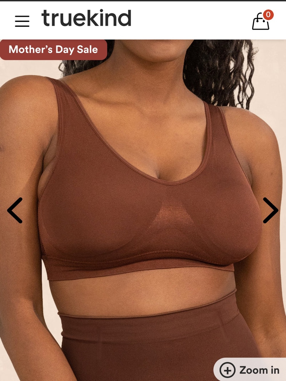 2 -TRUEKIND Everyday Throw On Wireless Bralette in Chocolate Brown